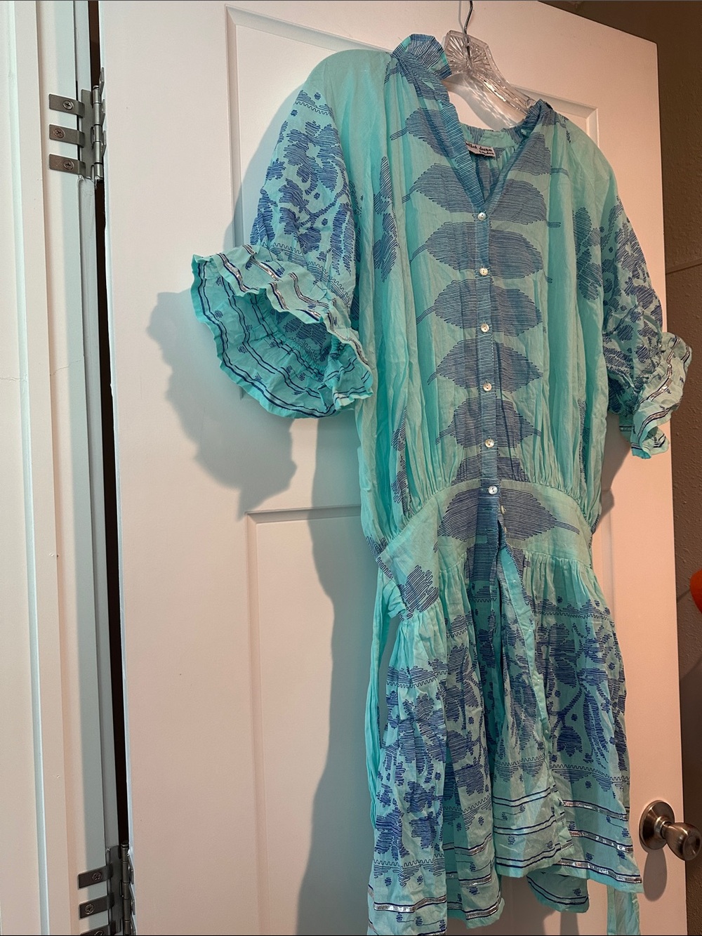 Juliet Dunn Aqua and Blue Mini Dress
